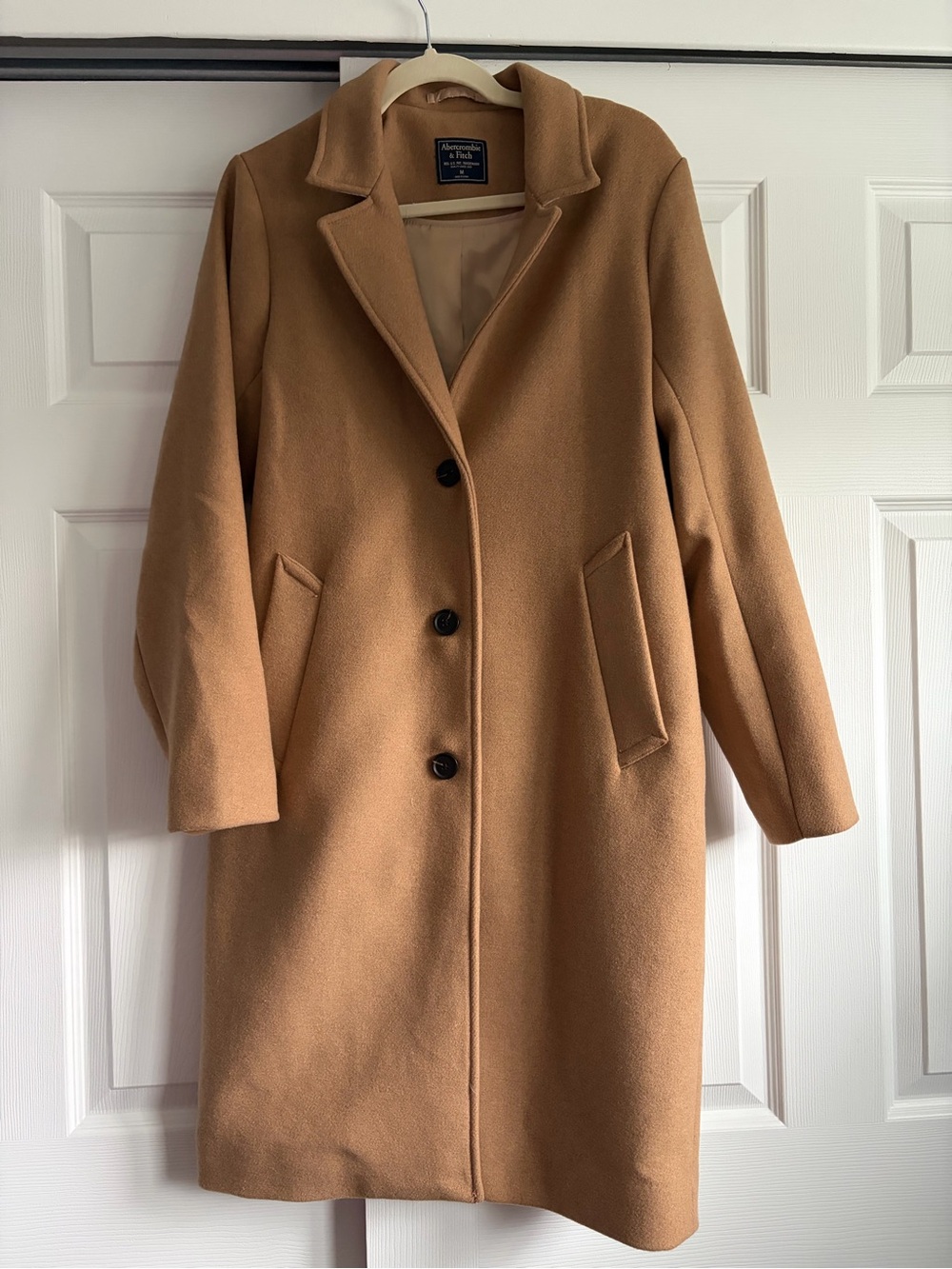 Abercrombie & Fitch Camel Tan Wool-Blend Single-Breasted Coat